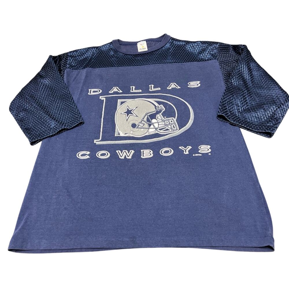 Dallas Cowboys Vintage Shirt Jostens Men's Large 90s NFL 3/4 Sleeve MADE IN USA